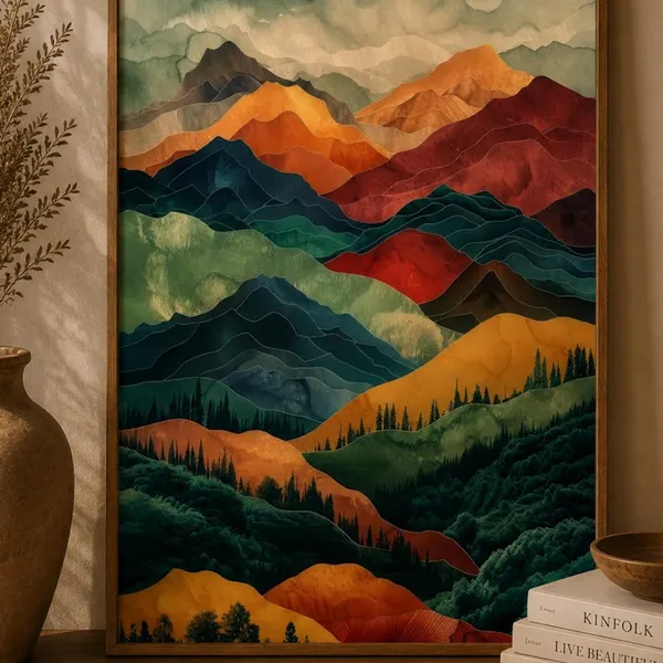 Colorful Mountain Abstract Landscape Art Print