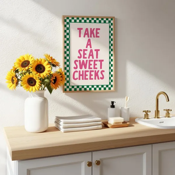 Take A Seat Sweet Cheeks Toilet Wall Art Print