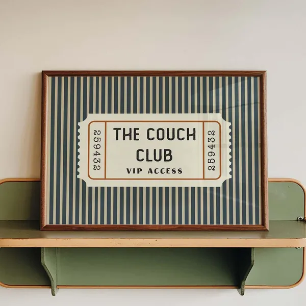 Couch Club Retro Poster Print, Funny Living Room Decor