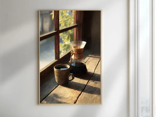 Japanese Cafe Pour Over Coffee Art Print