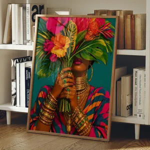 Afro Woman Portrait Art Print, Afrocentric Wall Art