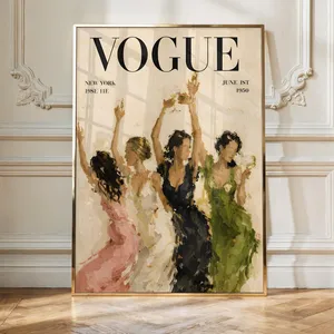 Vintage Vogue Women Dancing Magazine Cover Art Print Trendy Room Decor