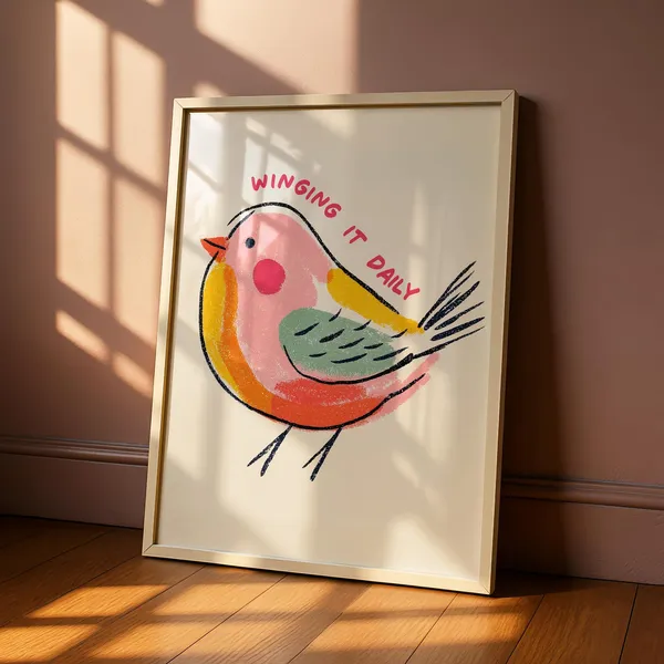 Winging It Colourful Bird Kitchen Decor Art Print