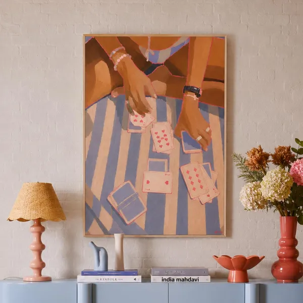 Poolside Card Game Poster, Coastal Decor