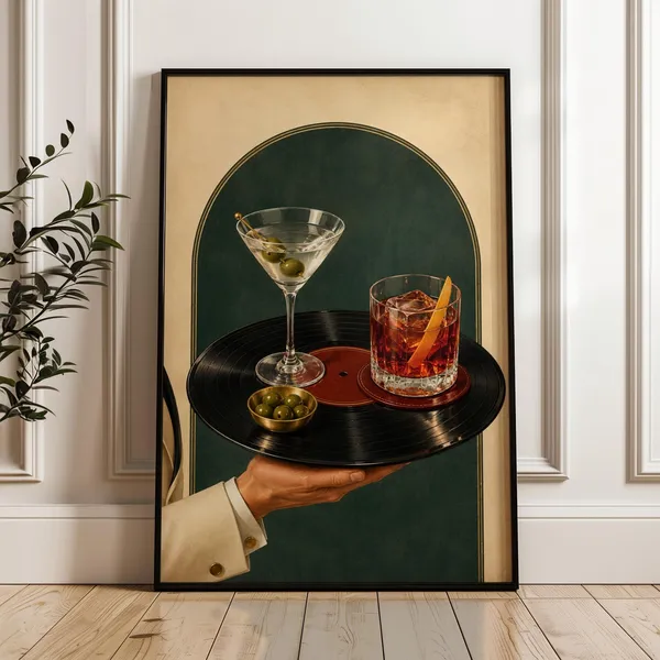 Martini And Negroni Art Deco Home Bar Print