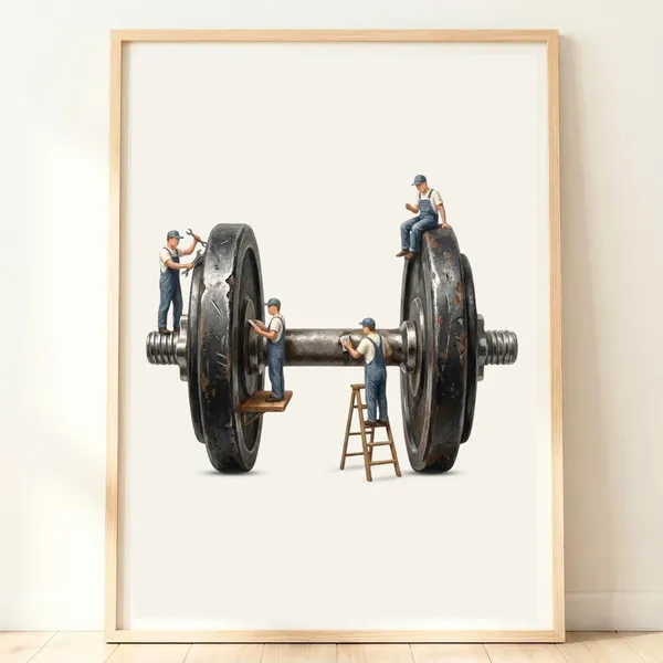 Dumbbell Wall Art, Boys Room Gym Decor Poster