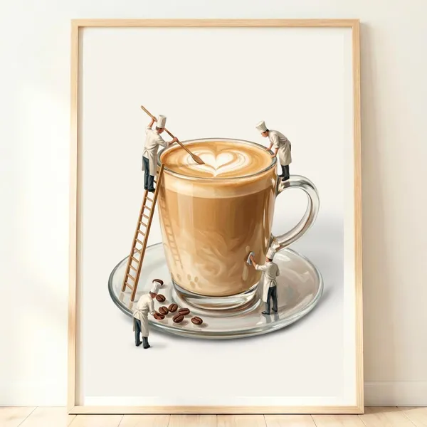 Latte Coffee Print, Dining Room Decor Wall Art