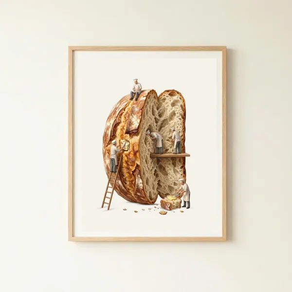 Sourdough Art Print, Rustic Kitchen Baking Decor