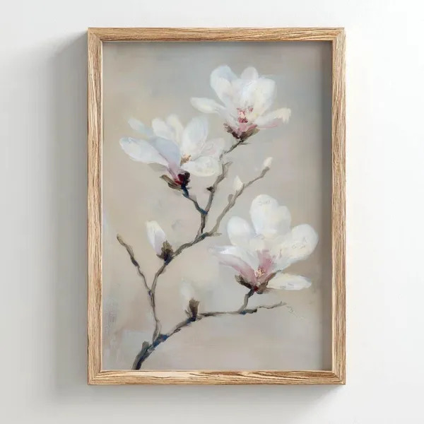 Magnolia Blossoms On Branch, Poster Print
