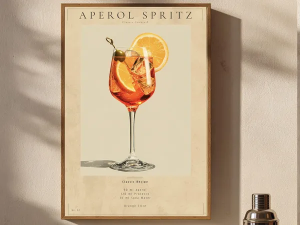 Aperol Spritz Vintage Cocktail Art Print