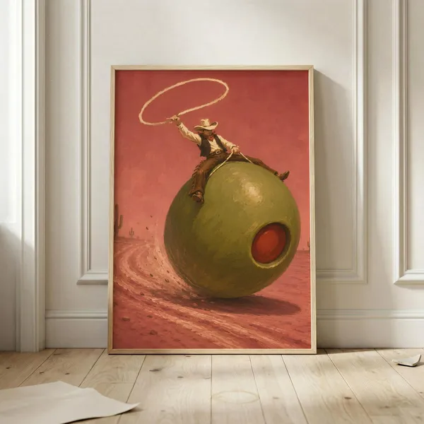 Cowboy Olive Western Cocktail Poster, Vintage Print