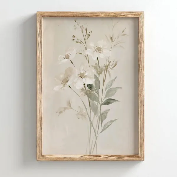 Wildflower Botanical Art Print, Sage Green Leaves