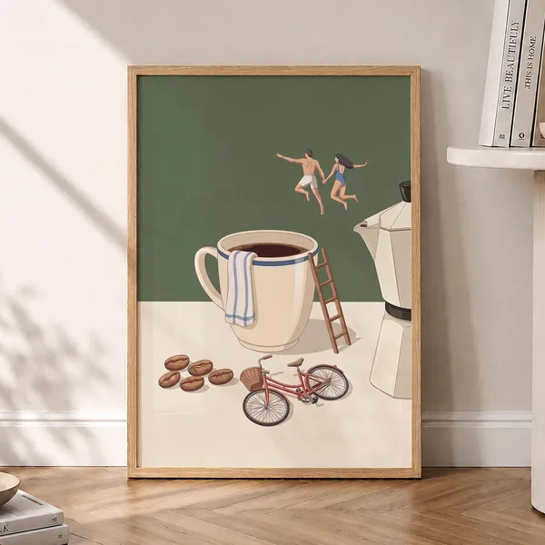 Coffee Adventure Art Print, Trendy Kitchen Poster