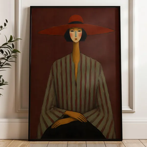 Minimalist Woman Portrait, Abstract Boho Art Print