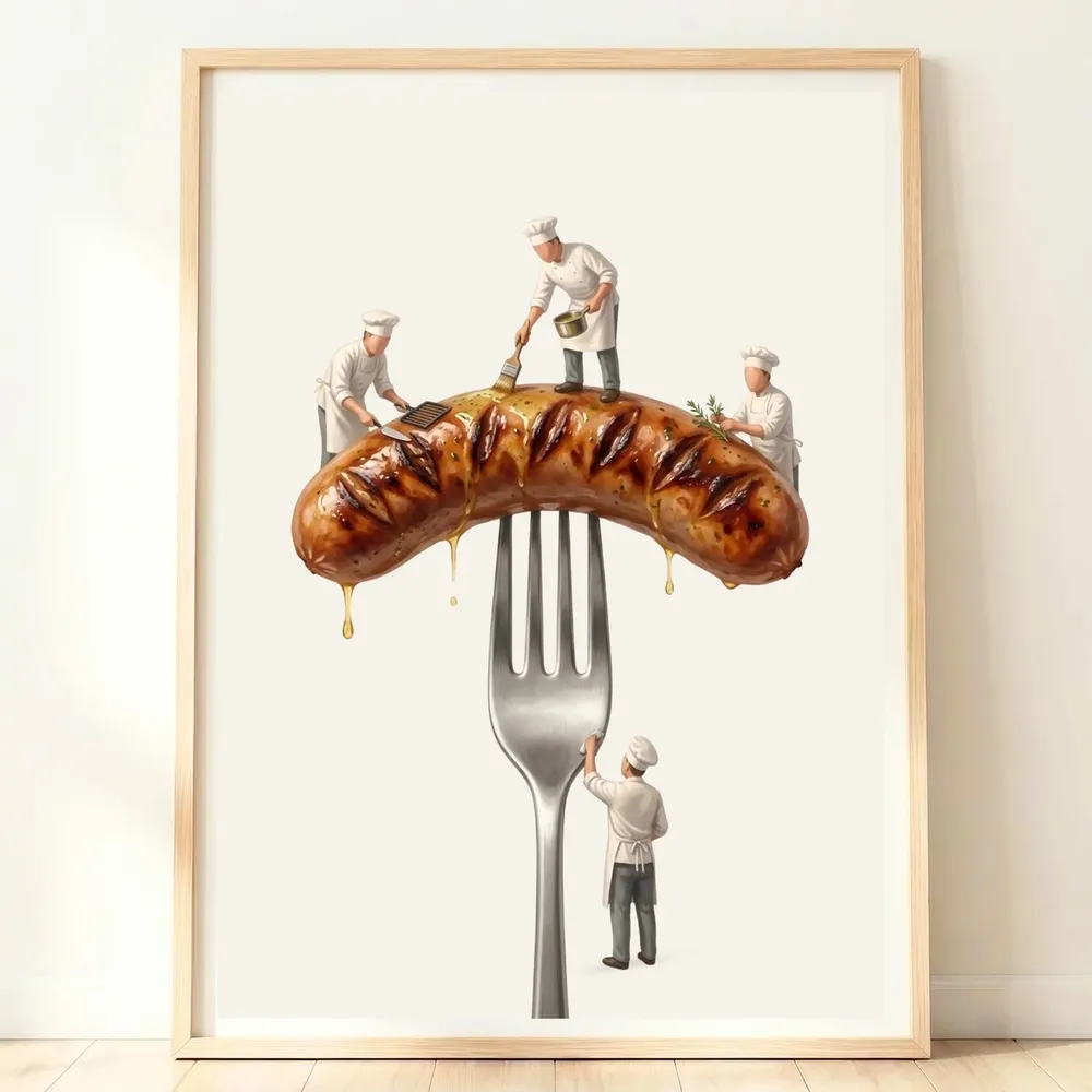 Sausage Modern Barbecue Food Art Print
