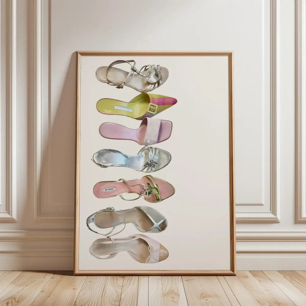 Pastel High Heel Shoe Collection Y2K Fashion Closet Dream Poster - Image 2
