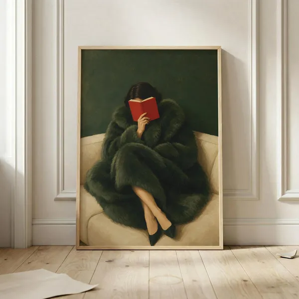 Woman Reading Poster, Moody Fashion Art Print