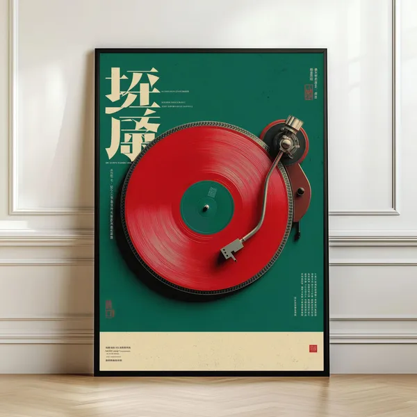 Japanese Vinyl Record Poster, Retro Music Decor