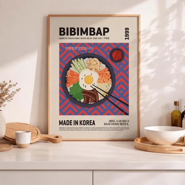 Bibimbap Korean Food Art Print, Seoul Cuisine