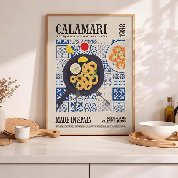 Calamari Art Print, Spain Cuisine Poster