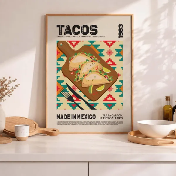 Mexican Tacos Poster Print, Cuisine Art