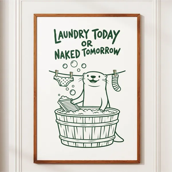 Funny Otter Laundry Room Art Print, Utility Decor