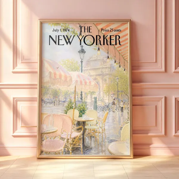Vintage New Yorker Paris Cafe Travel Poster