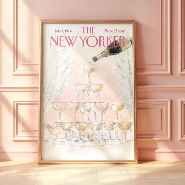 Vintage New Yorker Champagne Poster, Cocktail Art Print