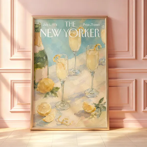Vintage New Yorker Mimosa Poster, Brunch Kitchen Art Print