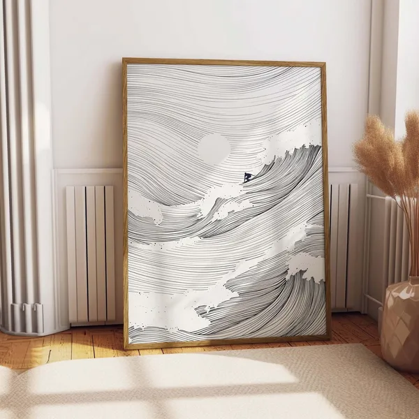 Minimalist Waves - Line Art