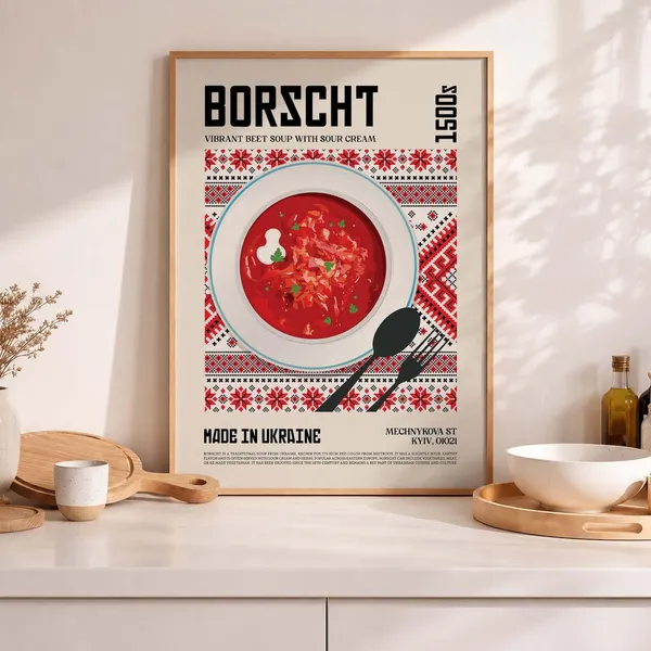 Borscht Kitchen Art Print, Ukrainian Food Poster