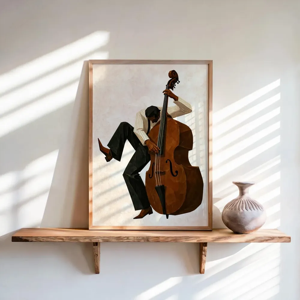 Jazz Double Bassist Mid Century Modern Soulful Music Night Poster - Image 5