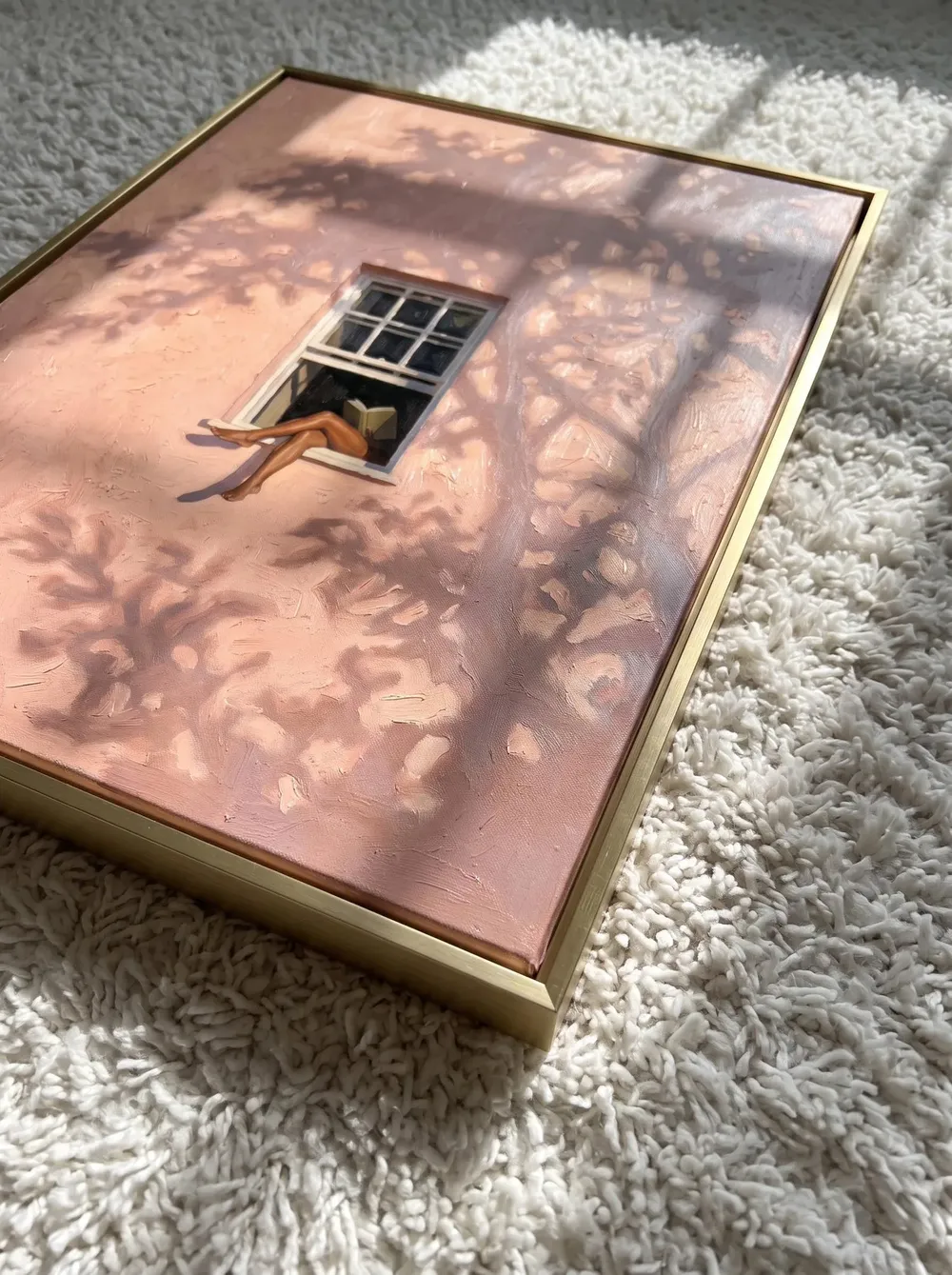Woman Reading in Window Blush Pink Warm Impressionist Poster - Image 6