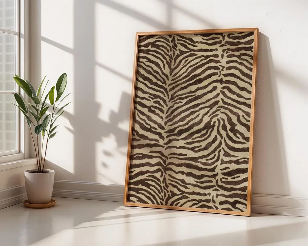 Brown Zebra Stripe Pattern Neutral Glam Maximalist Jungle Poster - Image 9
