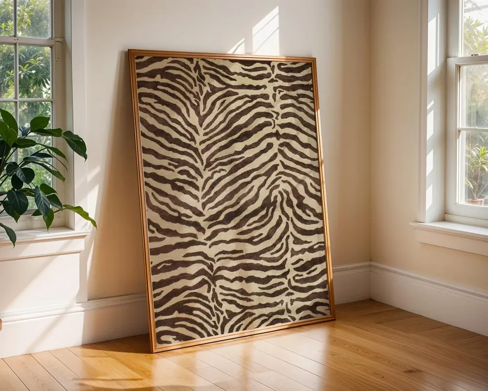 Brown Zebra Stripe Pattern Neutral Glam Maximalist Jungle Poster - Image 8