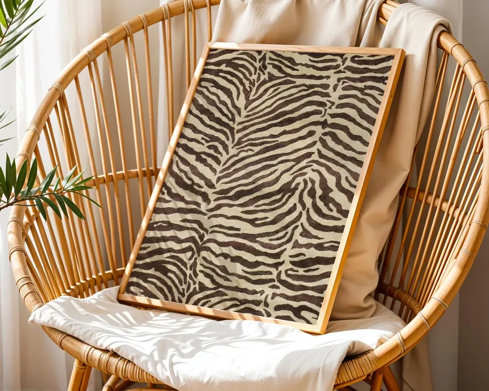 Brown Zebra Stripe Pattern Neutral Glam Maximalist Jungle Poster - Image 2