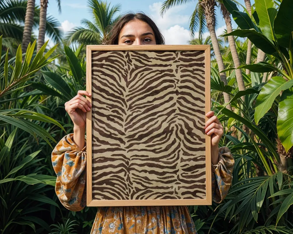 Brown Zebra Stripe Pattern Neutral Glam Maximalist Jungle Poster - Image 4