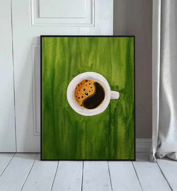 Coffee Yin Yang Vintage Kitchen Art Print