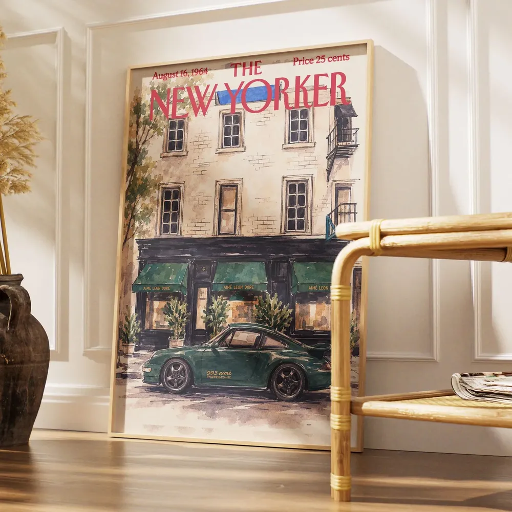 Green Porsche 993 Aimé Leon Dore NYC Storefront New Yorker Cover Poster - Image 7