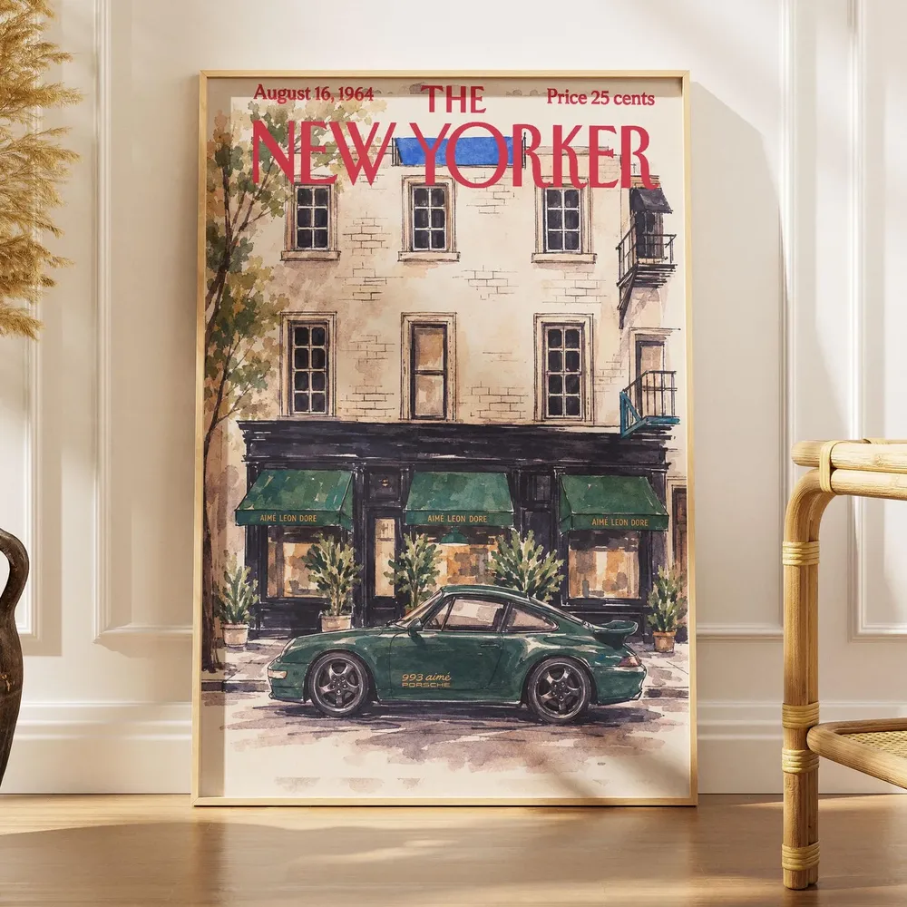 Green Porsche 993 Aimé Leon Dore NYC Storefront New Yorker Cover Poster