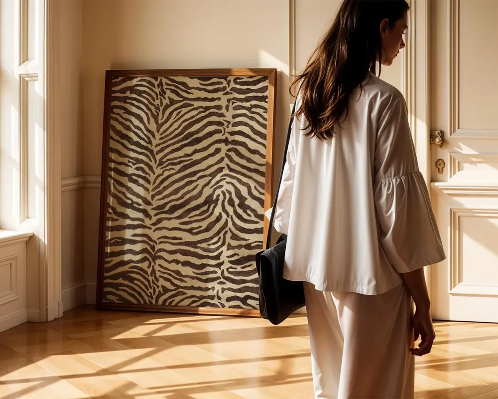Brown Zebra Stripe Pattern Neutral Glam Maximalist Jungle Poster - Image 3
