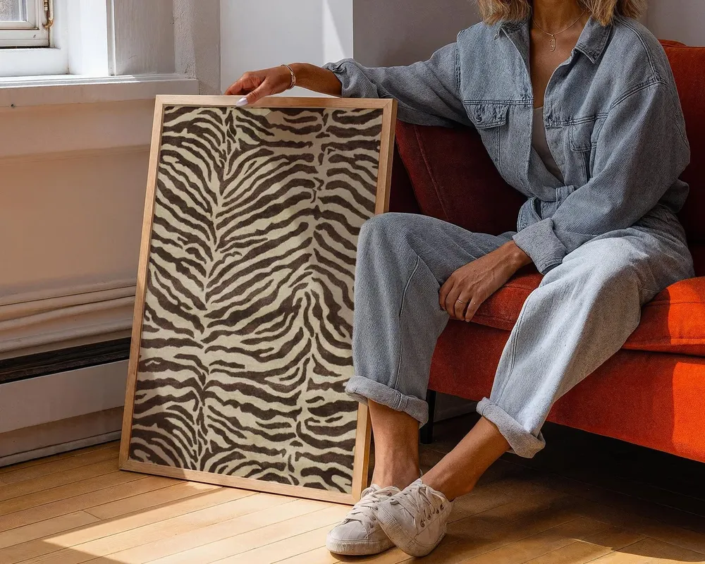 Brown Zebra Stripe Pattern Neutral Glam Maximalist Jungle Poster - Image 6