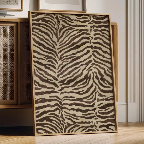 Brown Zebra Stripe Pattern Neutral Glam Maximalist Jungle Poster