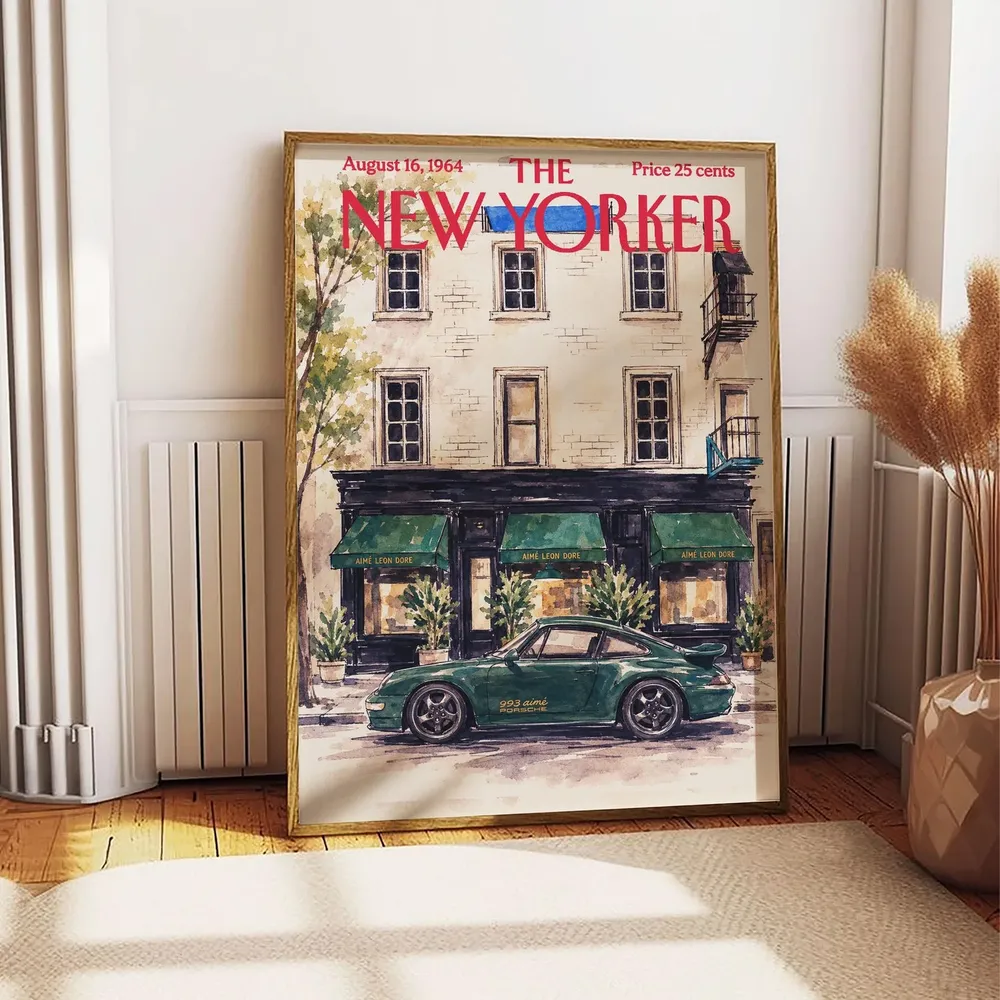 Green Porsche 993 Aimé Leon Dore NYC Storefront New Yorker Cover Poster - Image 5