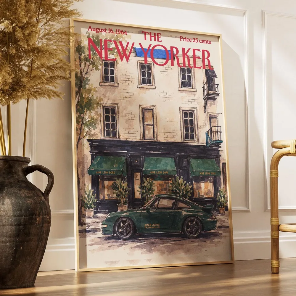 Green Porsche 993 Aimé Leon Dore NYC Storefront New Yorker Cover Poster - Image 6