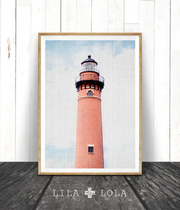 Lighthouse Photography Print, Coastal Nautical Art
