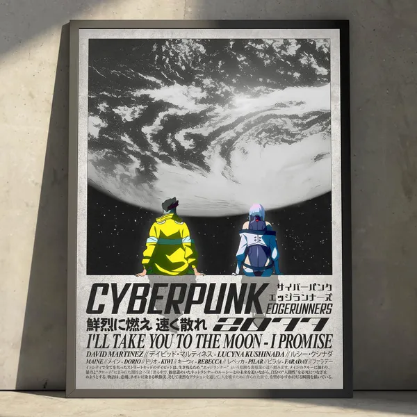 Cyberpunk Edgerunners 2077 Moon Anime Japanese Style Art Poster