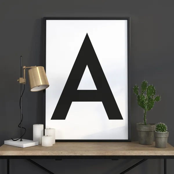 Letter Initial Wall Art, Scandinavian Poster Print