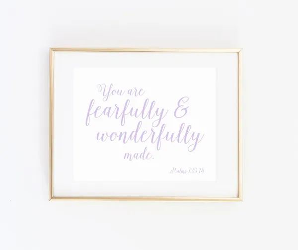 Psalm 139:14 Nursery Bible Verse Art Print