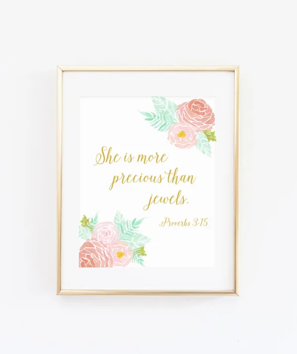 She Is More Precious Than Jewels Nursery Art Print